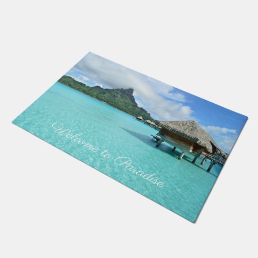 Willkommen im Paradies Bora Bora Fußmatte (Schrägansicht)