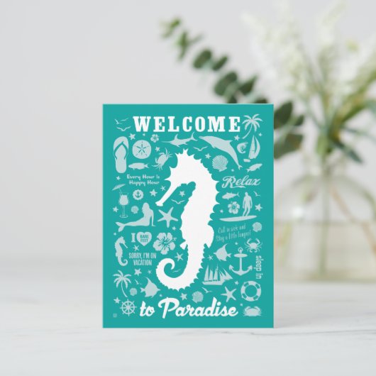 Willkommen im Paradies Postkarte (Stehend Vorderseite)