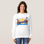 Willkommen im Paradies Winterurlaub Reisen Sweatshirt (Vorne ganz)