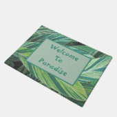 Willkommen im Paradise Island Green Tropical Blätt Fußmatte (Schrägansicht)