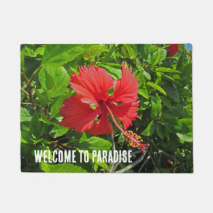Willkommen im Paradise Tropical Blume Beach House Fußmatte