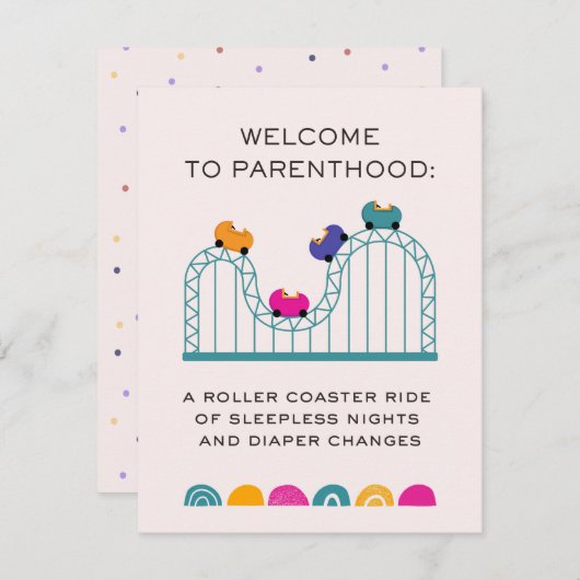 WILLKOMMEN IM PARENTHOOD ROLLER UNTERSETZER FEIERTAGSKARTE (Vorne/Hinten)