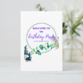 Willkommen im Party meines Geburtstags Save The Date (Stehend Vorderseite)