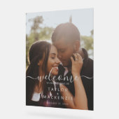 Willkommen im personalisierten Foto der Hochzeit Acrylschild (Winkel)