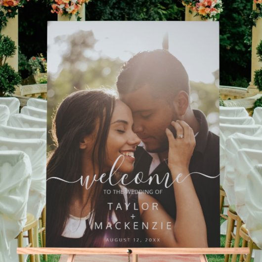 Willkommen im personalisierten Foto der Hochzeit Acrylschild