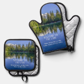 Willkommen im Pinienwald am See Ofenhandschuh & Topflappen-Set (Vorderseite/Rückseite)