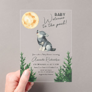 Willkommen im Rudel! Wolf Baby Shower Acryleinladungen