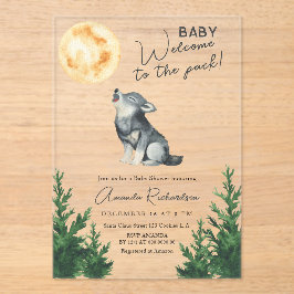 Willkommen im Rudel! Wolf Baby Shower Acryleinladungen