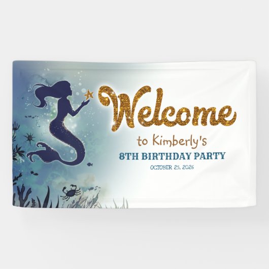 Willkommen im Sea Mermaid Party Banner (Horizontal)