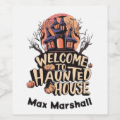 Willkommen im Spuk Haus - Ghoulish Ansammlungen Weinetikett (Einzelnes Label)