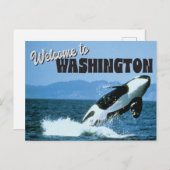 Willkommen im Staat Washington mit Orca Whale Postkarte (Vorne/Hinten)