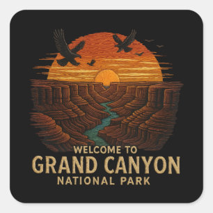 Willkommen im Stickerei Grand Canyon National USA  Quadratischer Aufkleber
