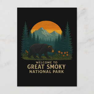 Willkommen im Stickerei Great Smoky Mountains Park Feiertagspostkarte