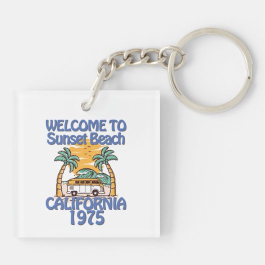 Willkommen im Sunset Beach - Vintag Vibes Schlüsselanhänger (Rückseite)