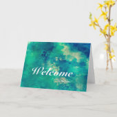 Willkommen im Team Blue Background Karte (Gelbe Blume)