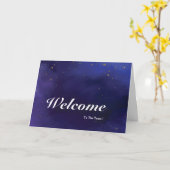 Willkommen im Team Blue Background Karte (Gelbe Blume)