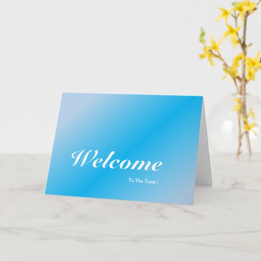 Willkommen im Team Blue Background Karte (Gelbe Blume)