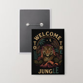 Willkommen im Vintage-Tiger-Dschungel Retro Button (Vorderseite/Rückseite)