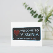 Willkommen im Virginia-Zeichen Postkarte (Stehend Vorderseite)