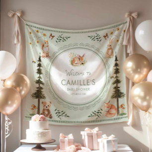 Willkommen im Wald-Sage-Grün-Babyshower Wandteppich