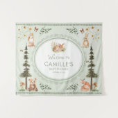 Willkommen im Wald-Sagegrün-Baby-Party Wandteppich (Vorderseite (Horizontal))