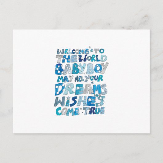 Willkommen im Welt Baby Boy Postkarte (Vorderseite)