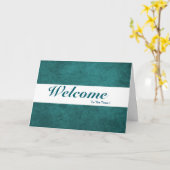 Willkommen im White Minimal Blue Abzeichen des Tea Karte (Gelbe Blume)