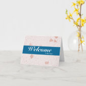 Willkommen im White Minimal Blue Abzeichen des Tea Karte (Gelbe Blume)