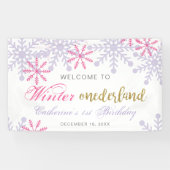 Willkommen im Winter Onederland 1. Geburtstag Pink Banner (Horizontal)