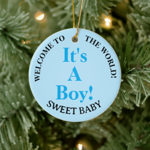 Willkommen im World Baby Boy Blue YEAR Keramik Ornament