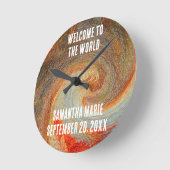 Willkommen im World Krawatte-Dye Brown Red Groovy  Runde Wanduhr (Winkel)