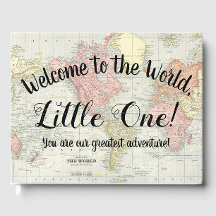 Willkommen im World Map Baby Shower Guest Book Gästebuch