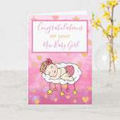 Willkommen im World New Baby Girl Karte (Gelbe Blume)