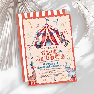 Willkommen im Zirkus Karneval Zelt Tiere 2. Geburt Einladung