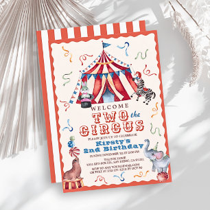 Willkommen im Zirkus Karneval Zelt Tiere 2. Geburt Einladung