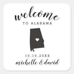 Willkommen in Alabama Brauchtum für Hochzeiten Quadratischer Aufkleber
