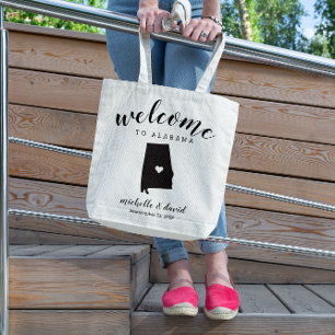 Willkommen in Alabama   USA Staat Silhouette Weddi Tragetasche
