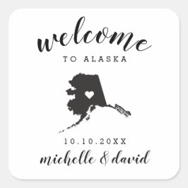 Willkommen in Alaska | Brauchtum für Hochzeiten Quadratischer Aufkleber