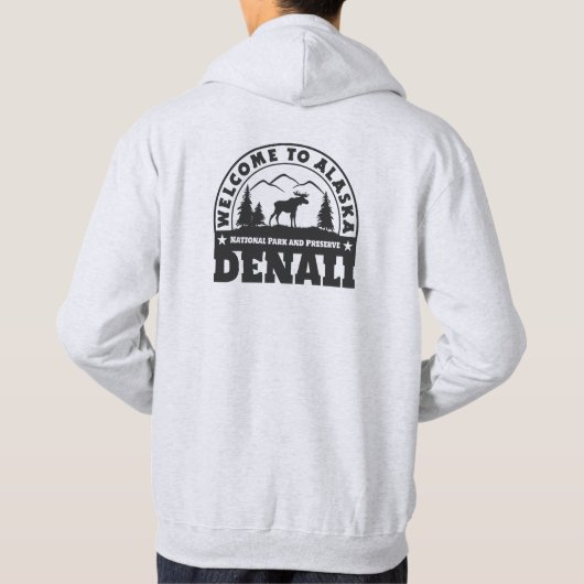 Willkommen in Alaska. Denali - Schwarzes Logo Hoodie (Rückseite)