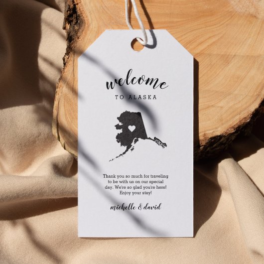 Willkommen in Alaska | Kalligraphische Hochzeit Geschenkanhänger