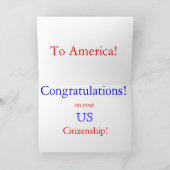 Willkommen in Amerika! Glückwünsche/Unionsbürgersc Karte (Innenseite)