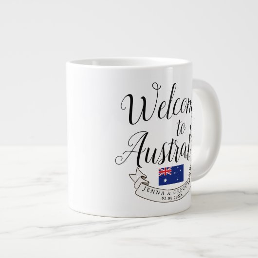 Willkommen in Australien| Hochzeit in Urlaubsort Jumbo-Tasse (Vorderseite Rechts)