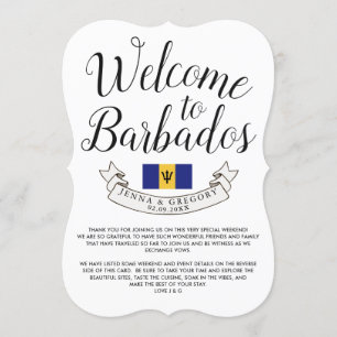Willkommen in Barbados   Geschenk für Hochzeitsgäs Einladung