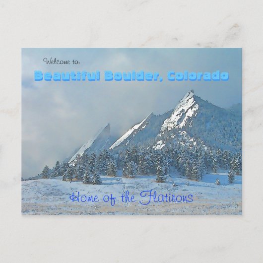 Willkommen in Beautiful Boulder, Colorado Postkarte (Vorderseite)