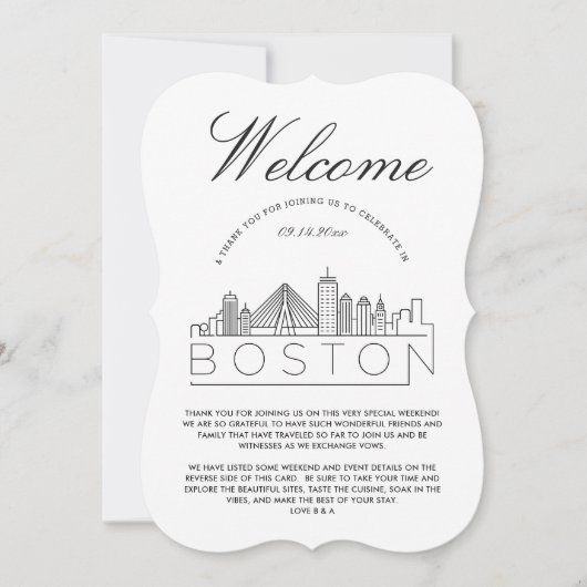 Willkommen in Boston | Angaben zu den Gästen Einladung (Vorderseite)