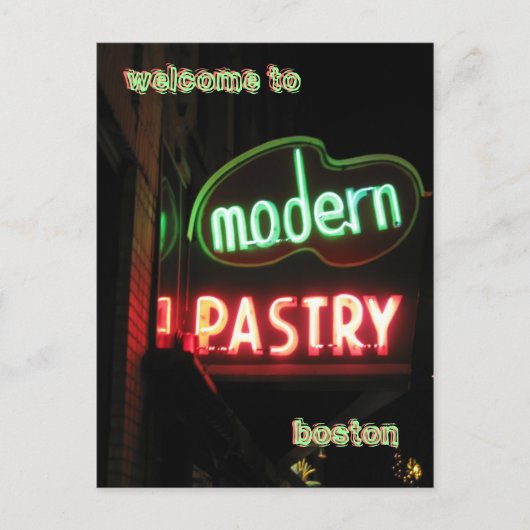 Willkommen in Boston - Neon Postkarte (Vorderseite)