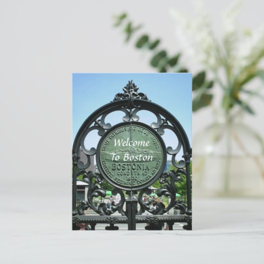 Willkommen in Boston Postkarte (Stehend Vorderseite)
