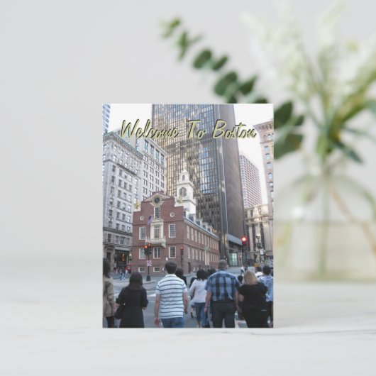 Willkommen in Boston Postkarte (Stehend Vorderseite)