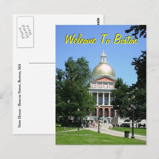 Willkommen in Boston Postkarte (Vorne/Hinten)