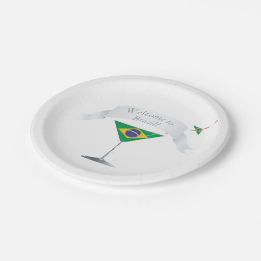 Willkommen in Brasilien Pappteller (Schrägansicht)